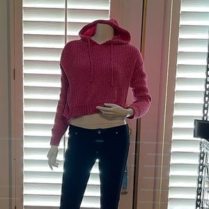 Hot pink sweater hoodie by SO